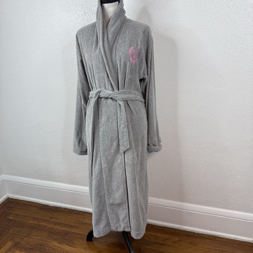 Victoria's Secret Gray/ Pink Monogram Terry Cloth Women's Robe Size XS / S